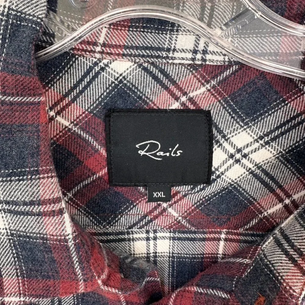 Rails Men's Lennox Plaid Button-Up Lightweight Flannel Shirt SZ XXL